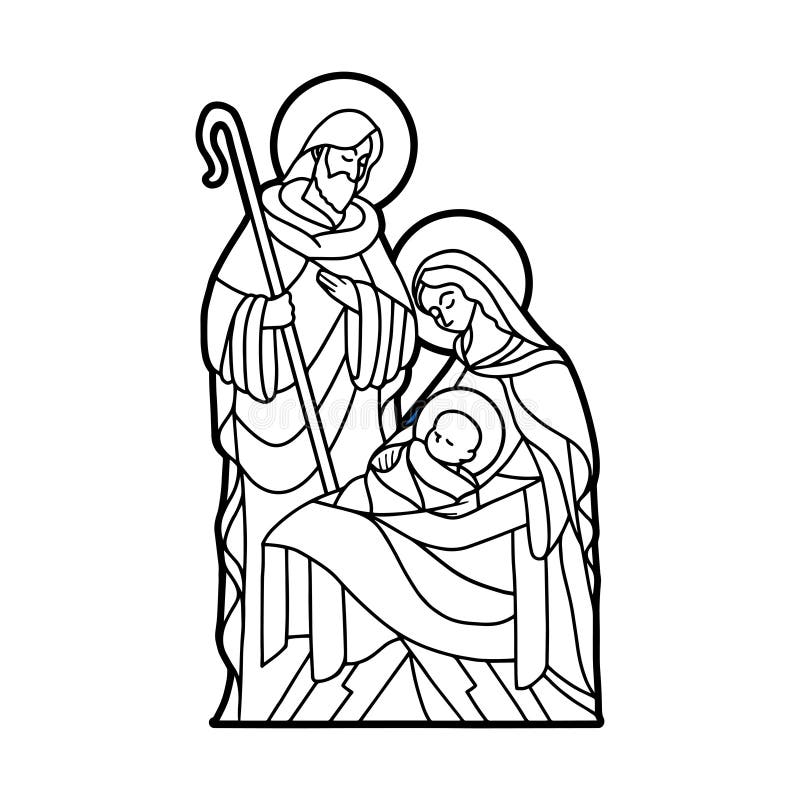 Nativity in stained glass stock vector illustration of della