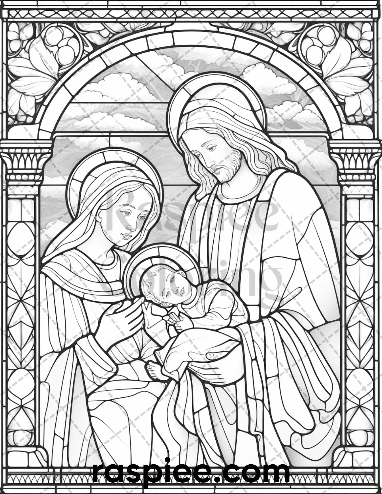 Christmas stained glass grayscale coloring pages for adults printa â coloring