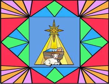 Stained glass nativity coloring pages and mini poster set tpt