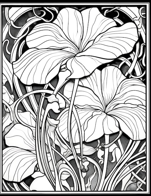 Premium ai image african tribal pattern black and white coloring page