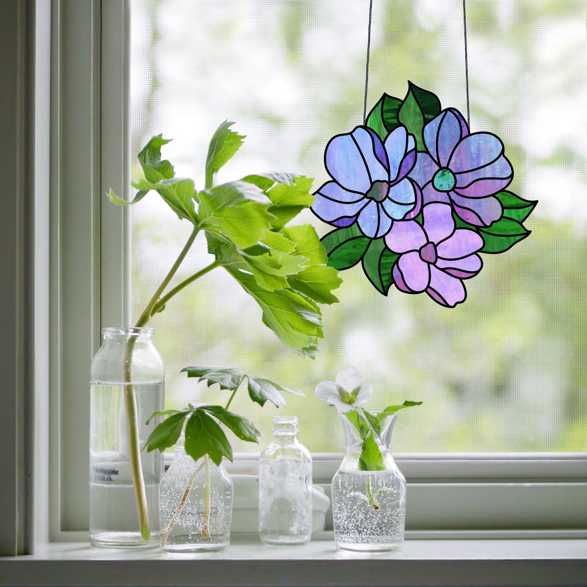 Bouquet of flowers stained glass pattern â glassyrock arts