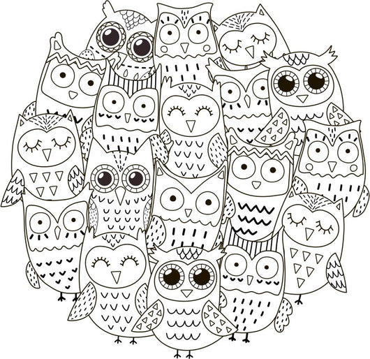 Cute owls coloring page decal â