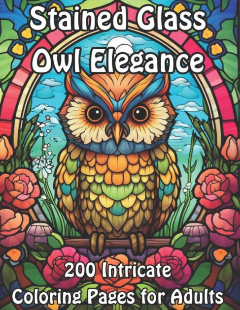 Stained glass owl elegance intricate coloring pages for adults by geri c paperback barnes noble
