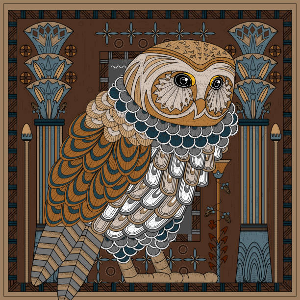 Splendid owl coloring page stock illustration