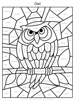 Parts of speech coloring page and reading passage