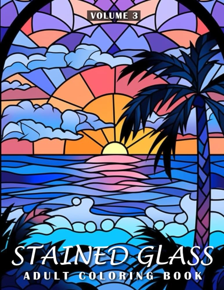 Stained glass adult coloring book creative stained glass style landscapes to color and relax klorenzini irene books