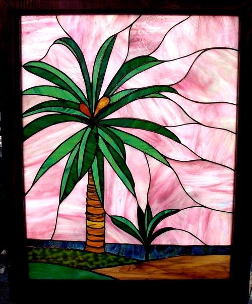 Palm tree stained glass stained glass flowers stained glass diy stained glass mosaic