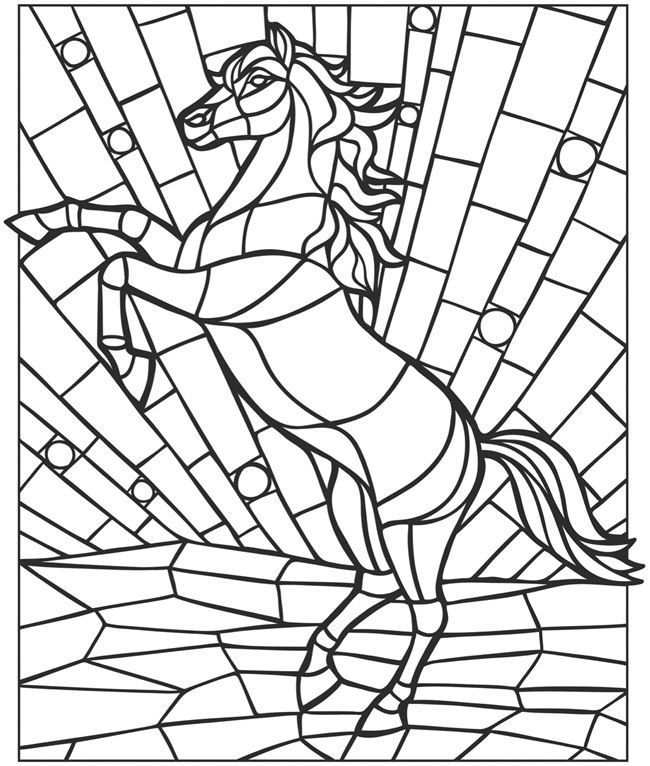 Stained glass coloring pages for adults