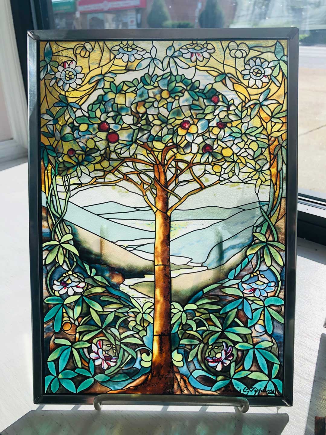Tiffany tree of life stain glass art hanging x