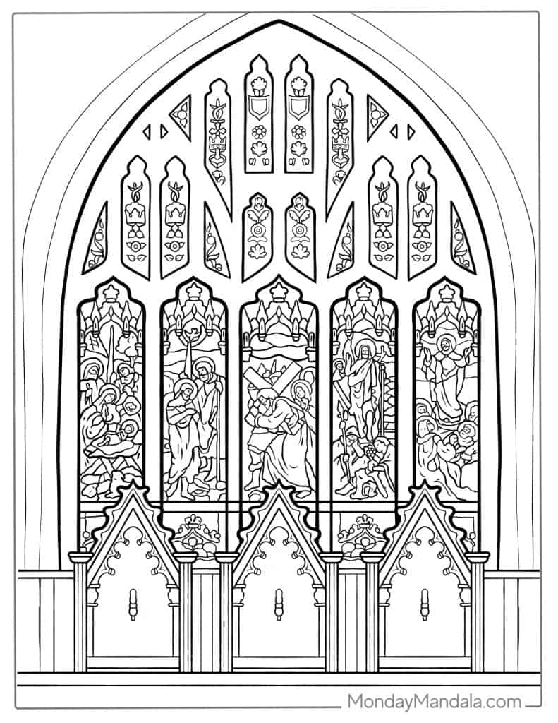 Stained glass coloring pages free pdf printables