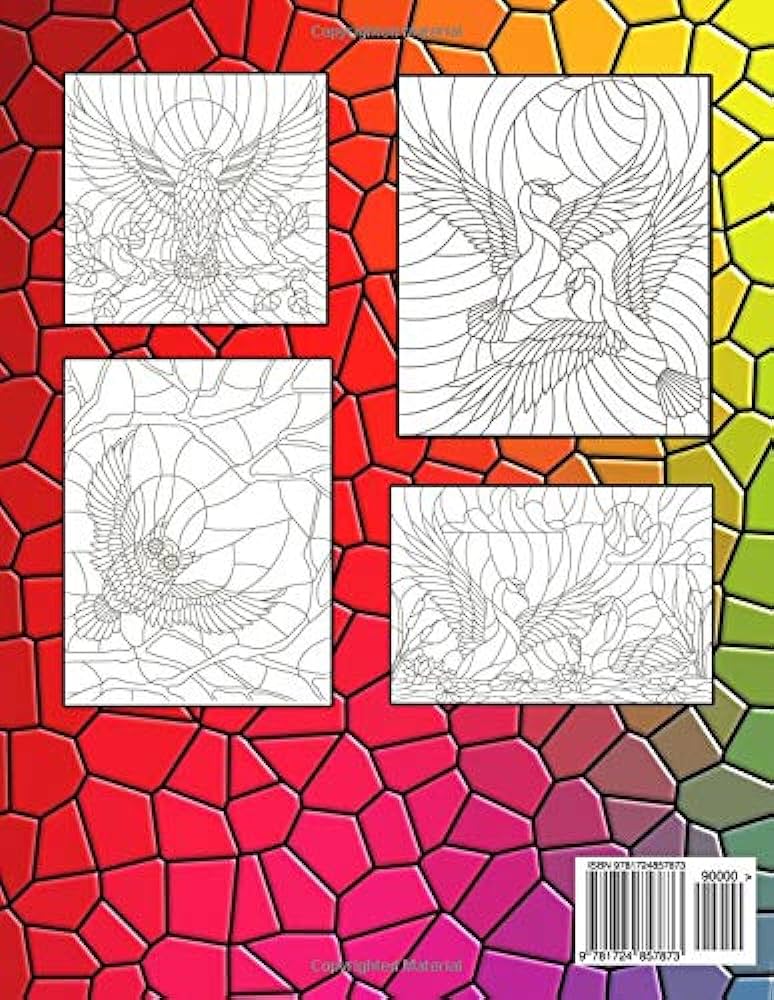 Stained glass art birds kingdom coloring book artistic patterns of beautiful birds parrots flamingo peacock hummingbird owls â for adults mintz rachel books