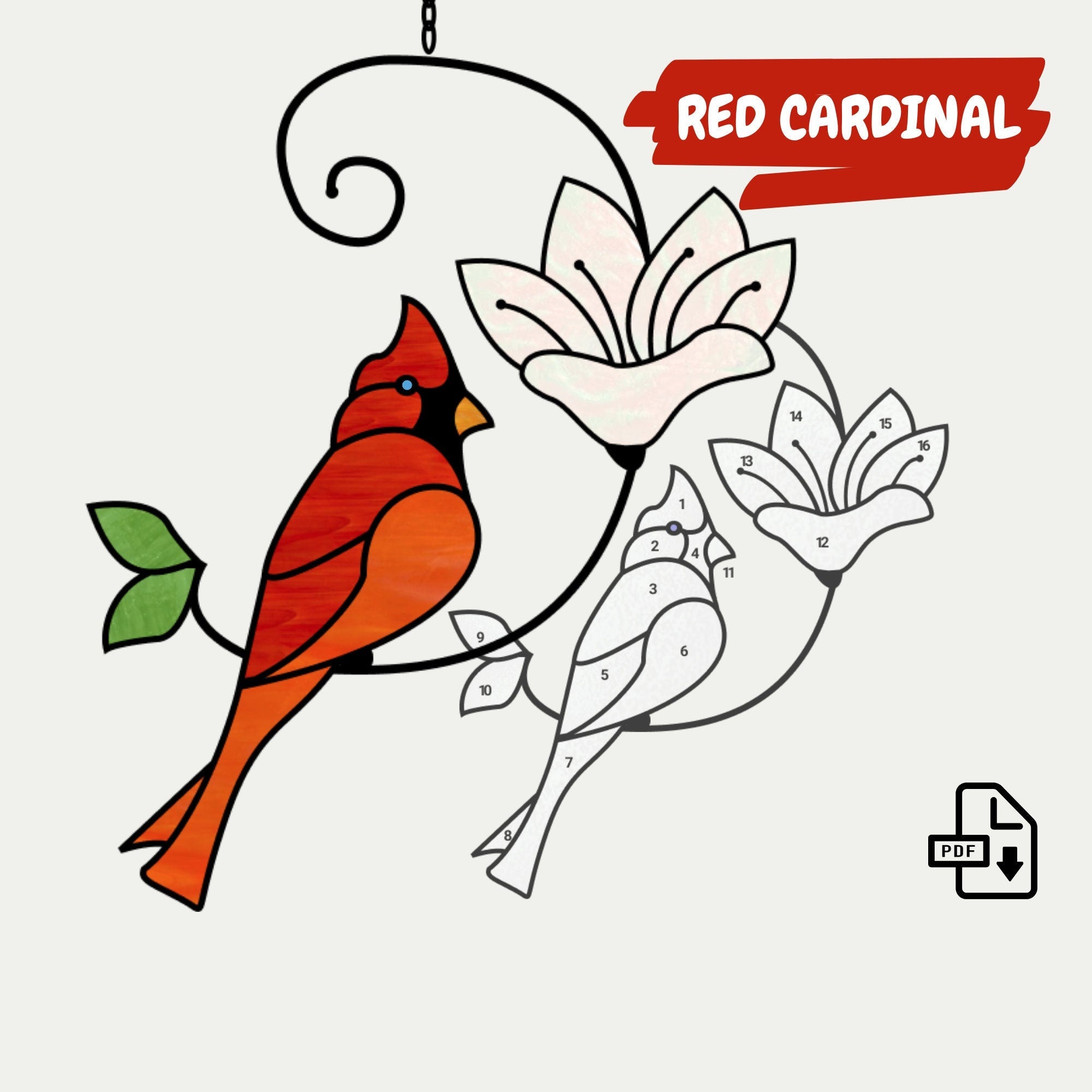 Red cardinal stained glass suncatcher â s