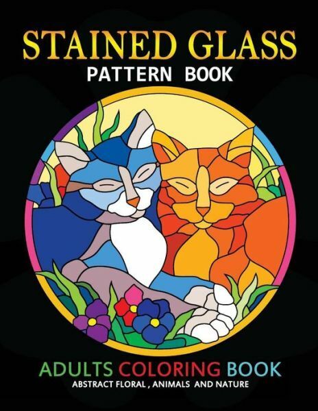 Adults coloring book stained glass pattern book