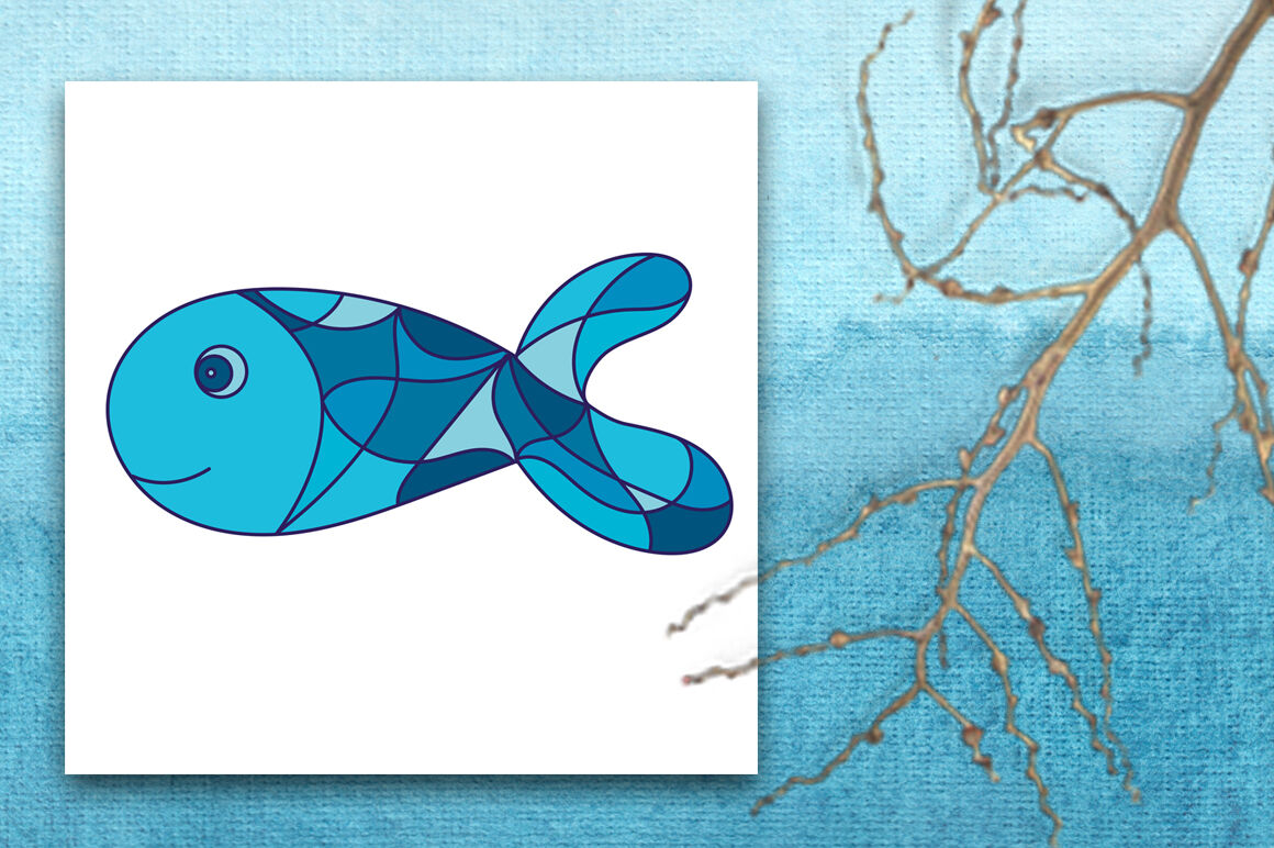 Fish stained glass coloring page by irisidia