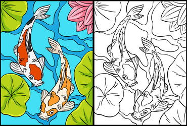 Fish coloring page vector images over