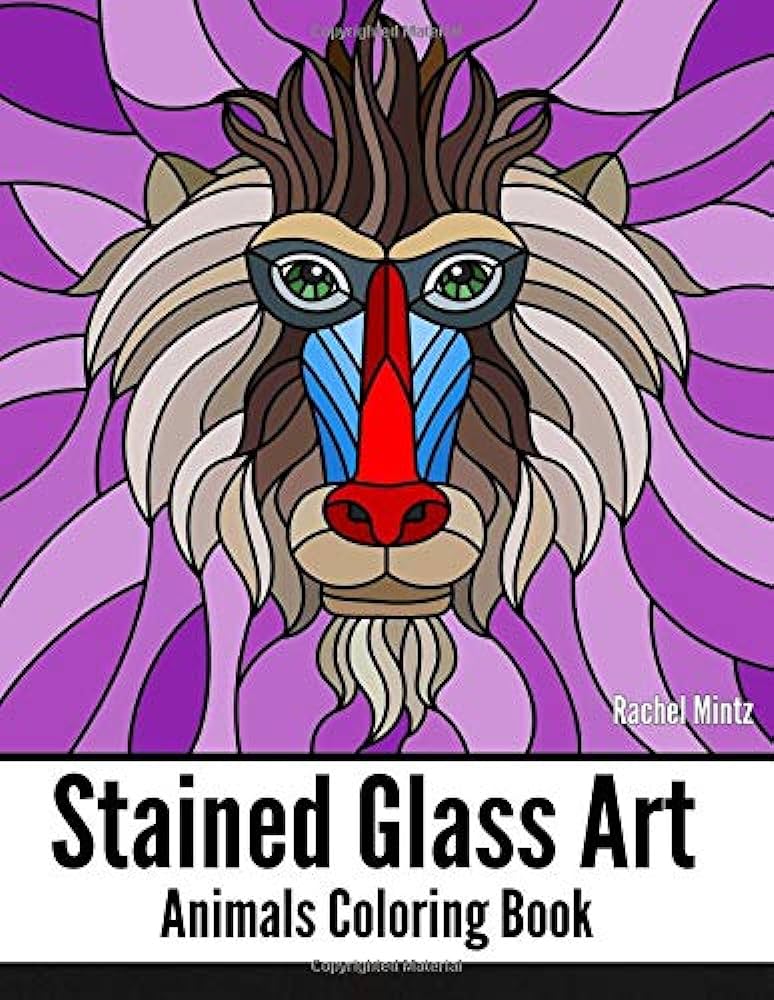 Stained glass art animals loring book mosaic patterns of wildlife pets fish and butterflies to lor for teenagers adults mintz rachel books