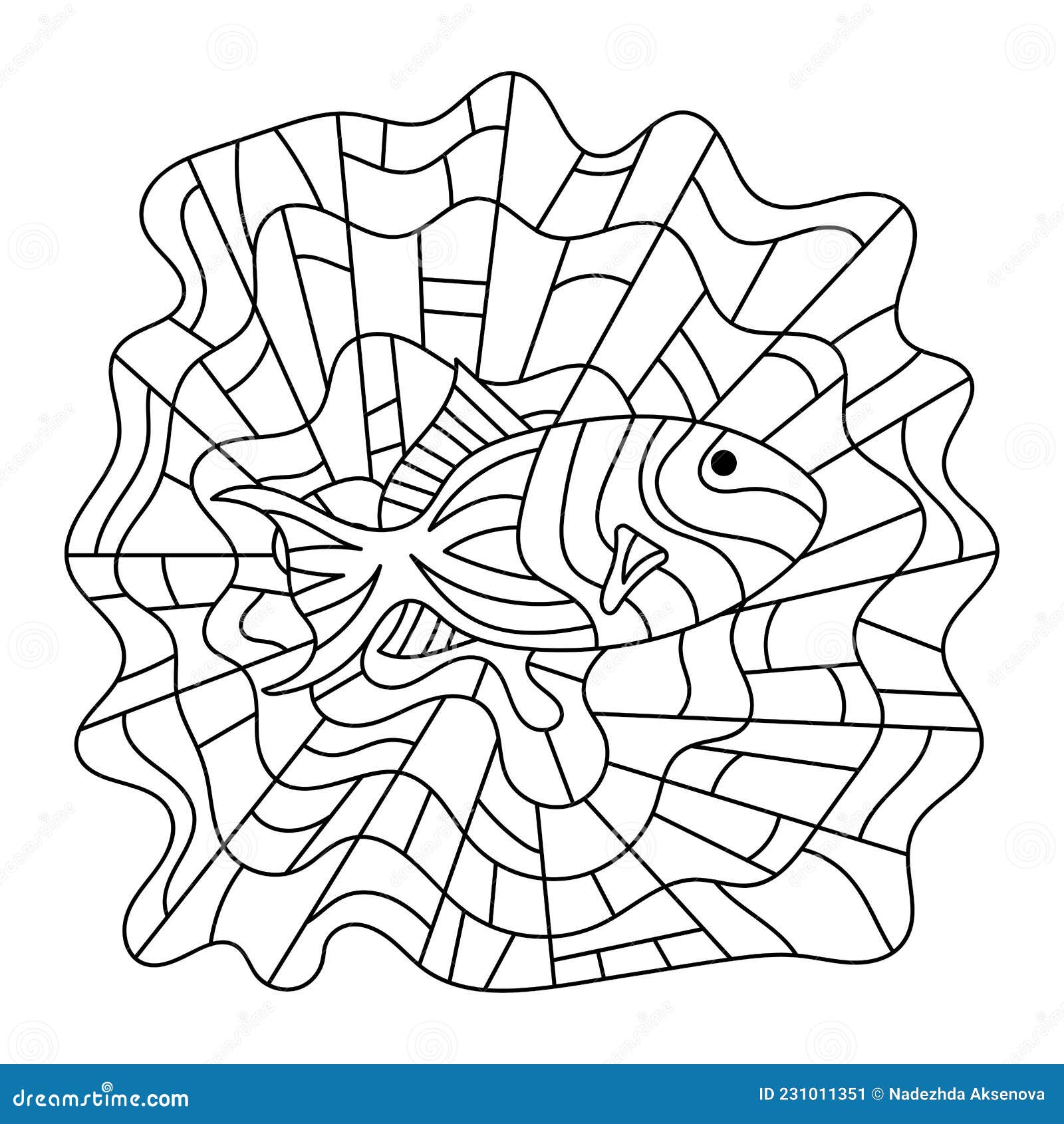 Coloring book pages underwater for adults and children marine vector motif stock vector