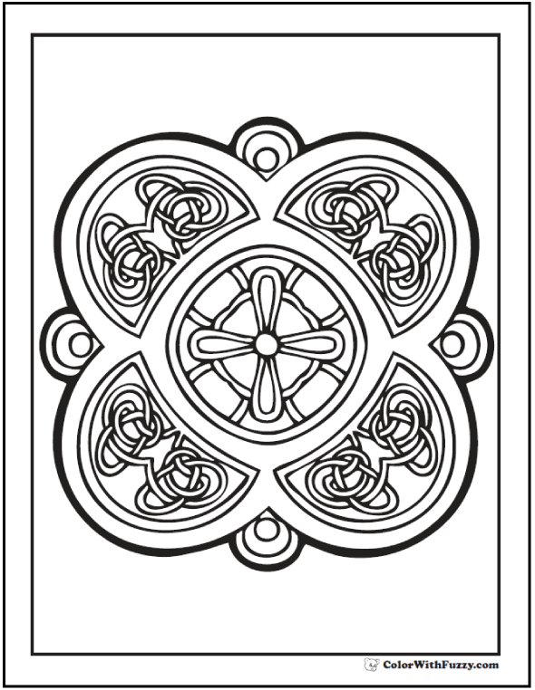 Celtic cross coloring page stained glass frame