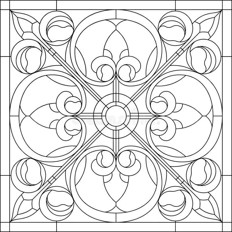 Stained glass in square frame window on the ceiling in square frame vector stock vector