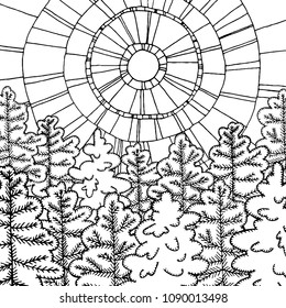 Winter line art design coloring book stock vector royalty free