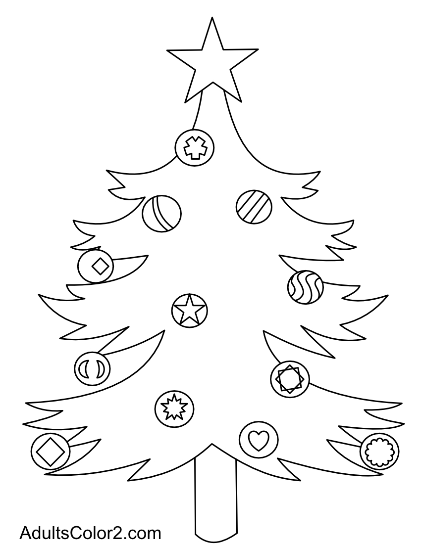 Christmas tree coloring pagetrees toppers and trim