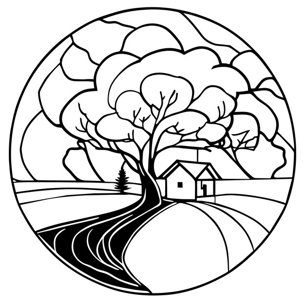 Premium vector a vector of a wooded house open door and drawing of a house with a tree in the front