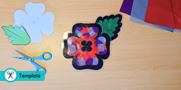 Stained glass poppy remembrance day craft ideas