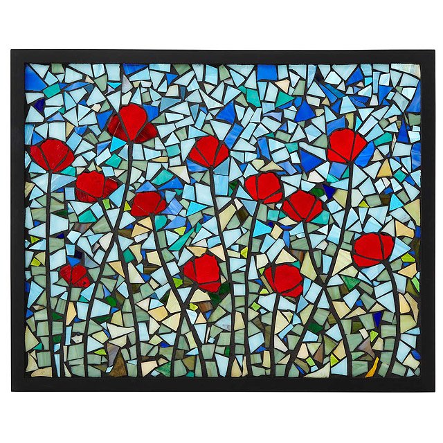 Poppies stained glass panel stained glass art unmon goods