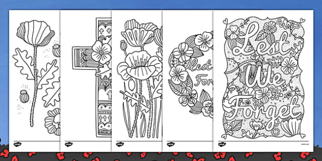 Remembrance day colouring pages teacher made