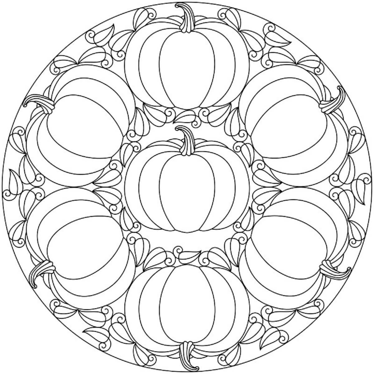 Simple halloween mandala coloring page