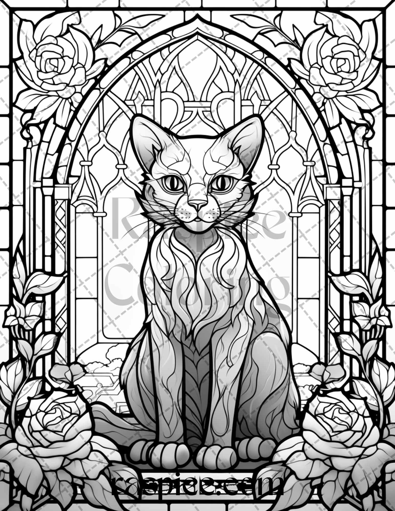 Halloween stained glass grayscale coloring pages printable for adul â coloring