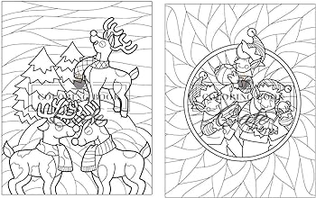 Stained glass christmas coloring book an adult coloring book featuring a beautiful collection of festive and fun stained glass christmas designs fe coloring book books