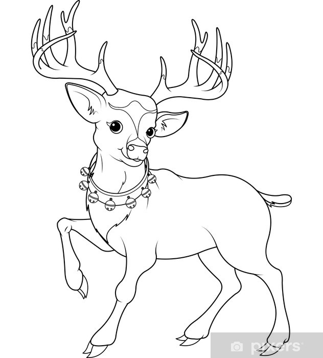 Wall mural reindeer rudolf coloring page