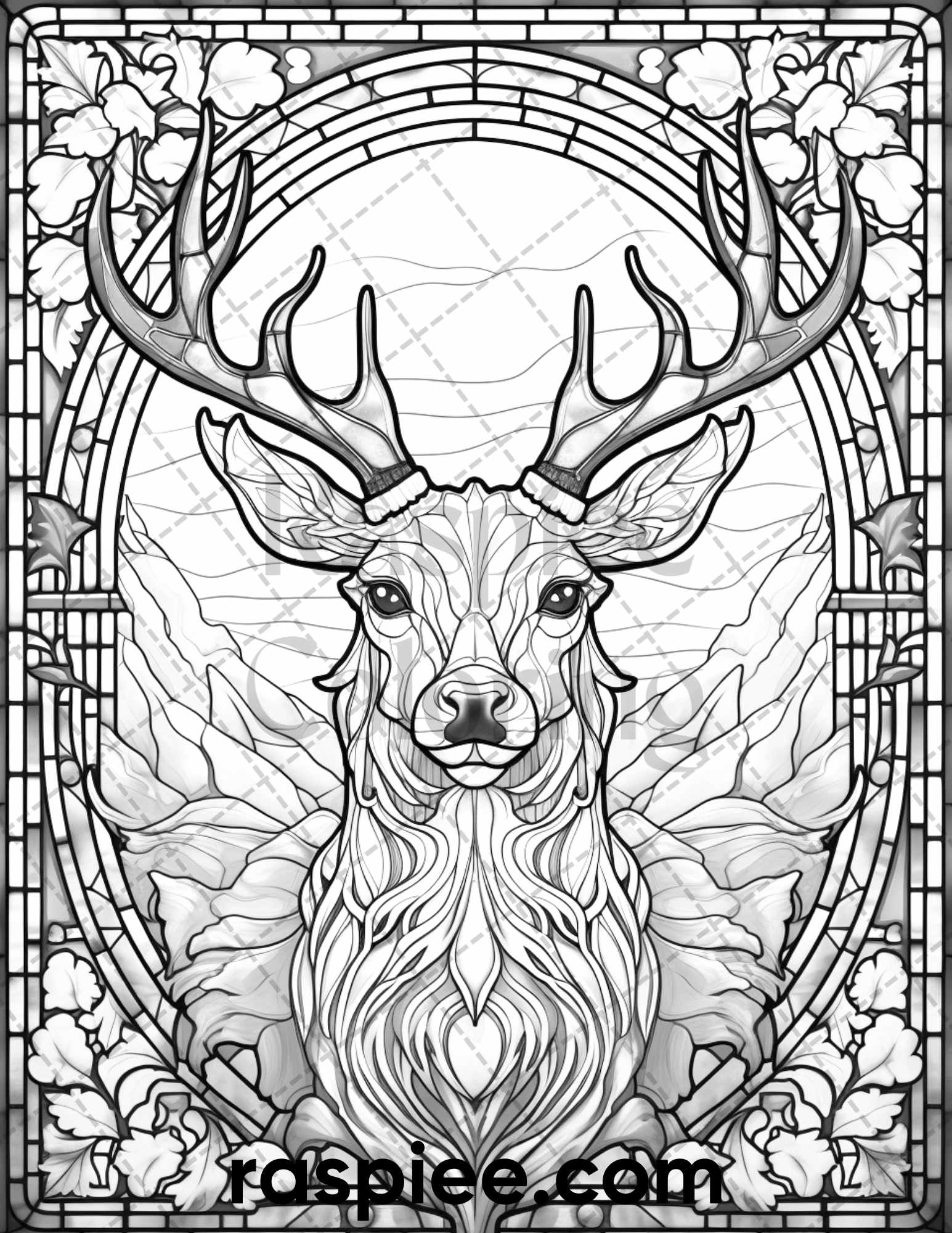 Christmas stained glass grayscale coloring pages for adults printa â coloring