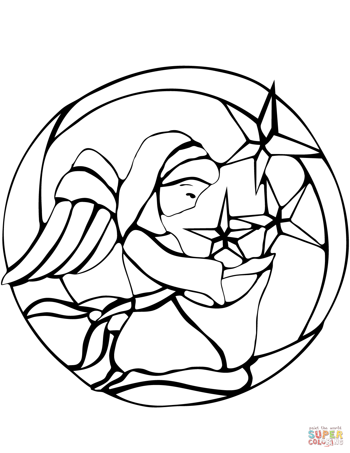 Christmas angel stained glass coloring page free printable coloring pages