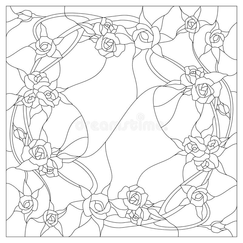 Stained glass pattern stock vector illustration of ornaments