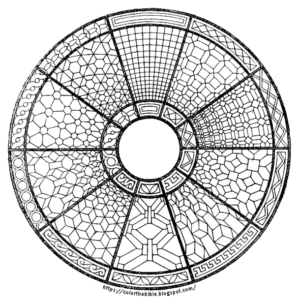Color the bible geometric shapes in stained glass to color