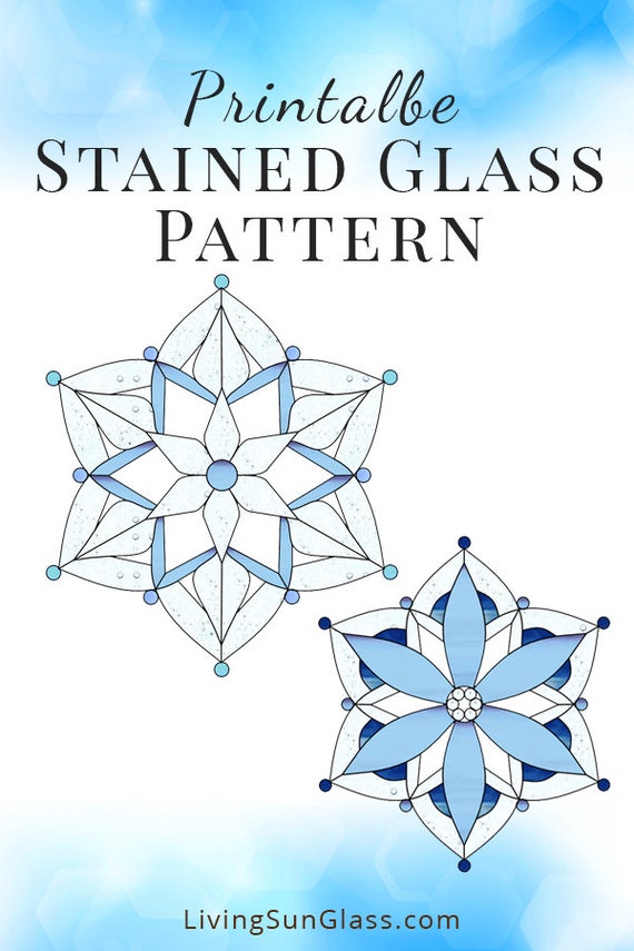 Snowflake stained glass pattern printable digital download pdf stained glass snowflake suncatches