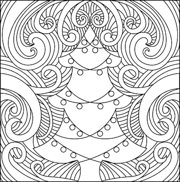 Premium vector christmas coloring book christmas tree coloring page snowflakes and christmas trees