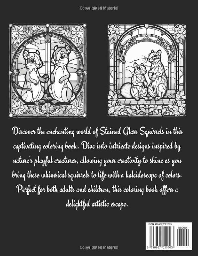 Stained glass squirrels loring book adults loring book for relaxation and stress relief wilde mason books