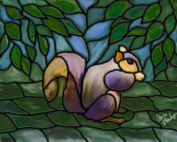 Stained glass squirrel by digital nuts stained glass birds glass painting designs stained glass patterns
