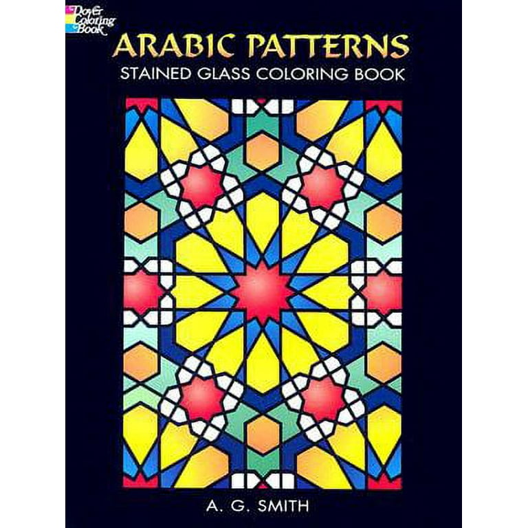 Arabic patterns stained glass coloring book paperback
