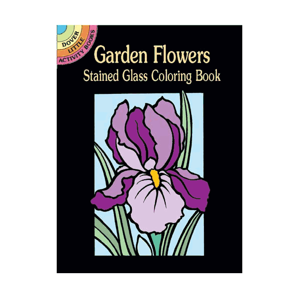 Garden flowers stained glass coloring book