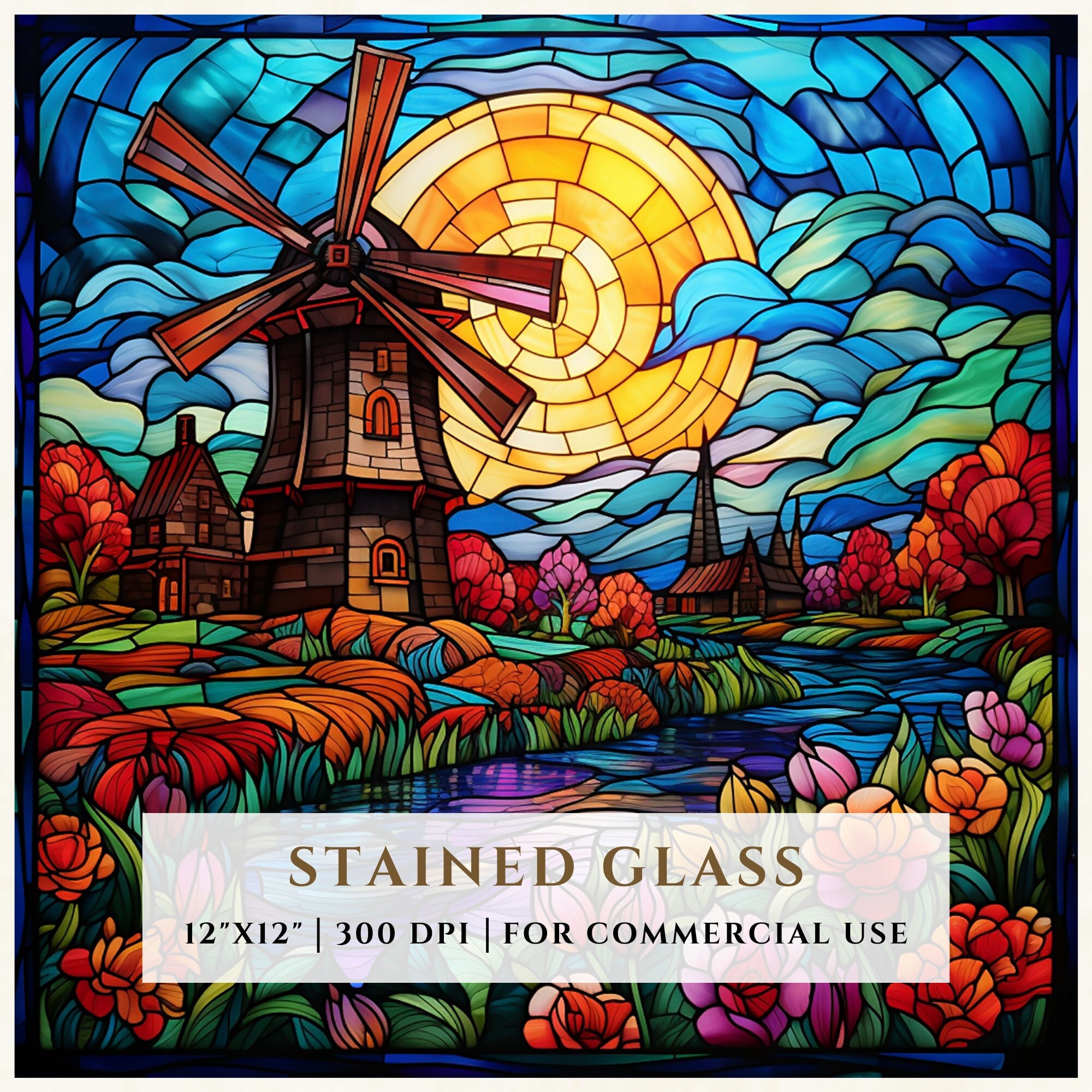 Windmill stain glass