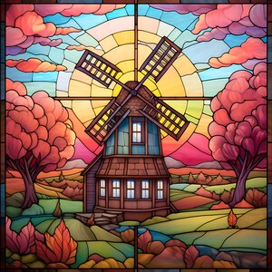 Windmill stain glass