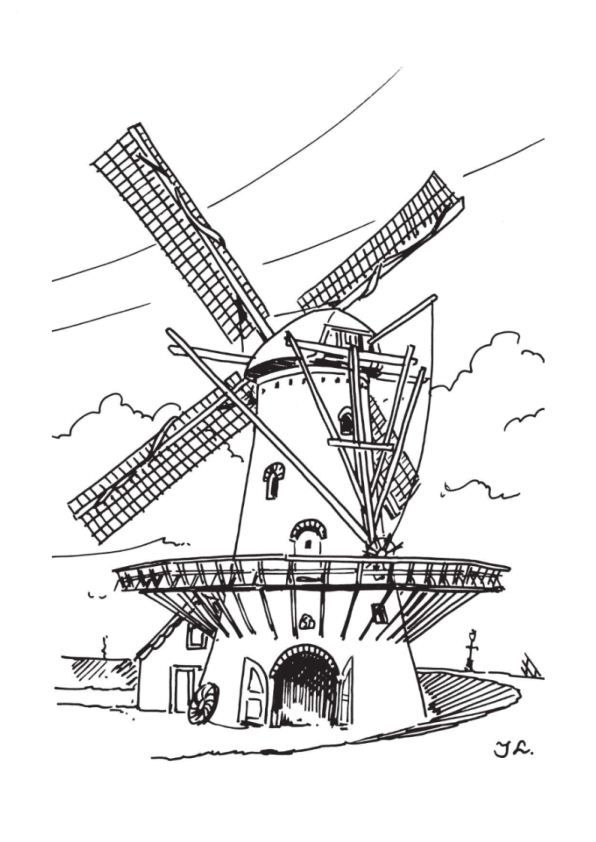 Print windmolens kleurplaat kleurplaten windmolens windmolen kunst