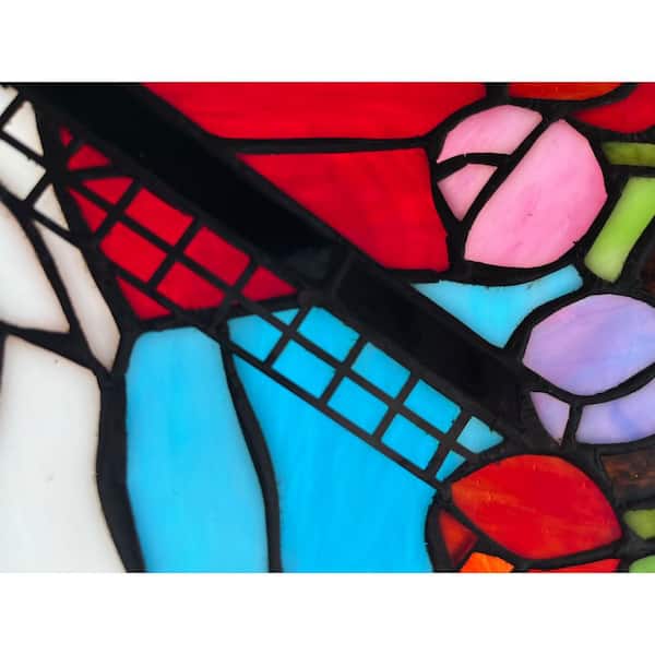 River of goods windmill stained glass window panel