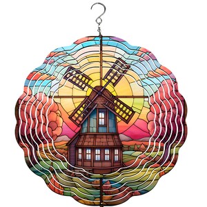 Windmill stain glass