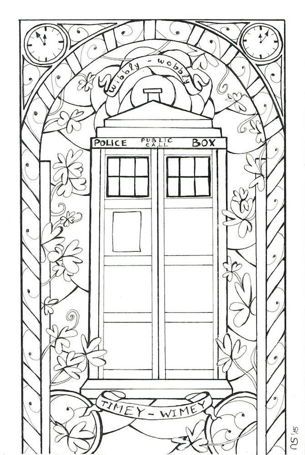Stained glass tardis outlines by scarlett