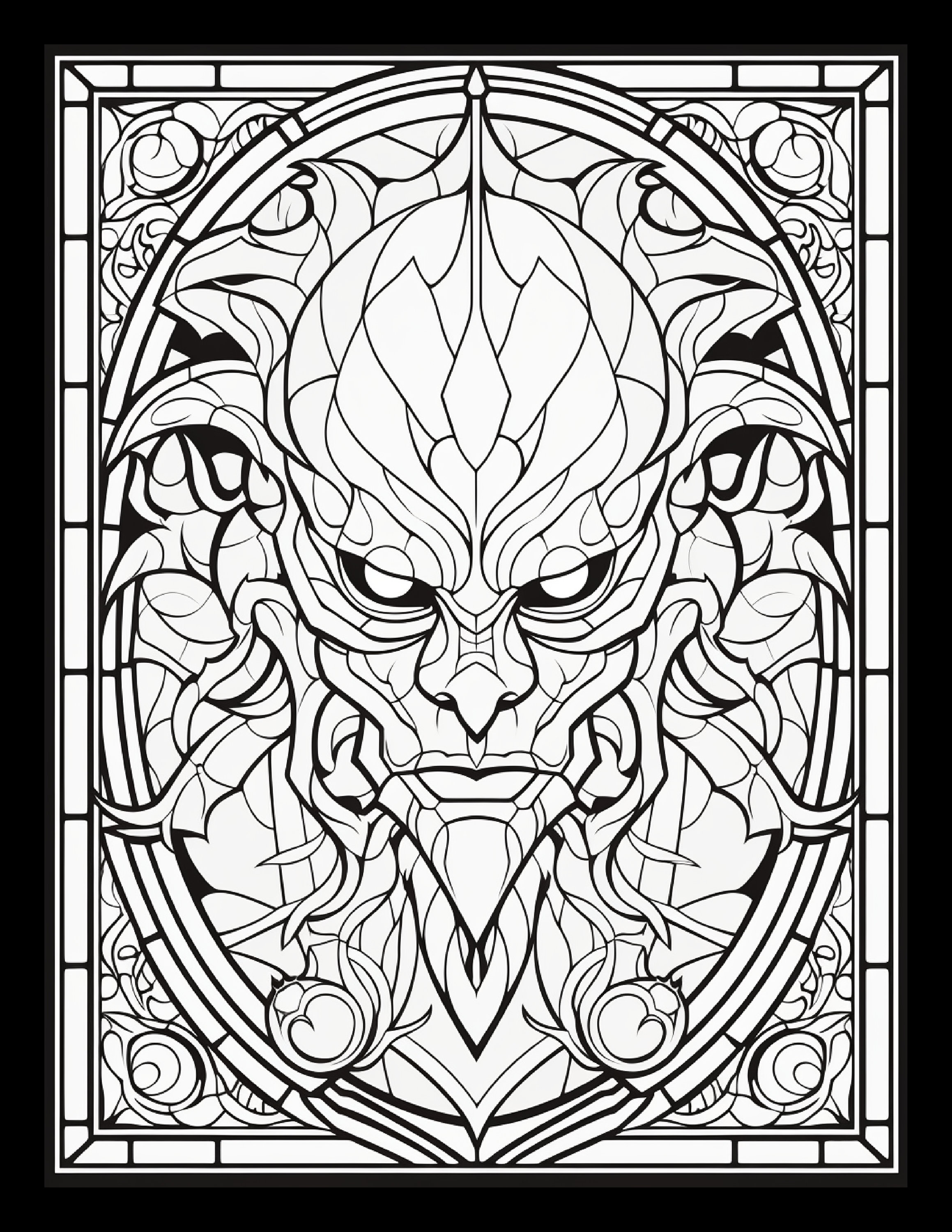Halloween special unique stained glass coloring pages for adults perfect for relaxation and creativity instant download